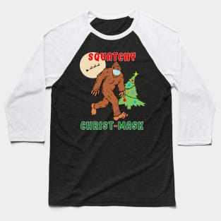 Bigfoot Squatchy Christmas Mask Social Distance. Baseball T-Shirt